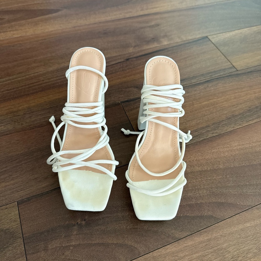 White Block Platform Heels